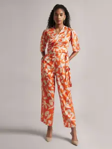 ZACCAI Abstract Printed Wrap Top With Trouser Co-Ords