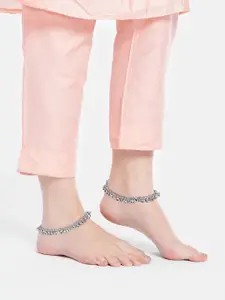 AITIHYA Silver-Plated Oxidised Anklet