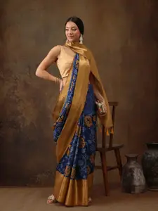 Silk Land Floral Kanjeewaram Silk Silk Digital Print saree