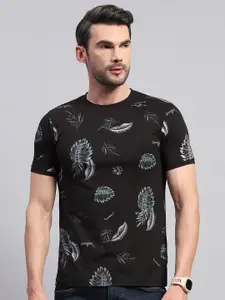 Monte Carlo Round Neck Floral Printed Cotton T-shirt