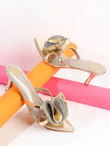 THE WHITE POLE Embellished Open Toe Slim Heels