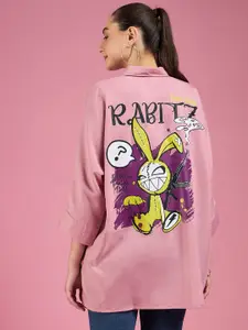 DressBerry Oversized Graphic Printed Casual Shirt