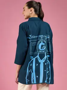 DressBerry Oversized Graphic Printed Casual Shirt