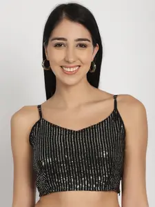 Purple State Embellished Shoulder Straps Bralette Crop Top