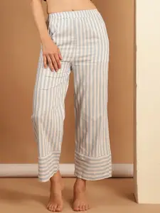 NEUDIS Women Striped Parallel Pure Cotton Lounge Pants