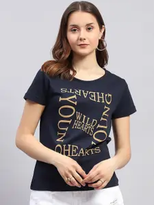 Monte Carlo Typography Printed Round Neck Short Sleeves Top