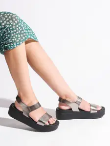 SHUZ TOUCH Open Toe Flatform Heels