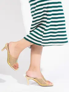 SHUZ TOUCH Embellished Block Heels