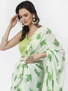 ISHQY Floral Pure Georgette Saree