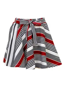 Hunny Bunny Girls Striped Flared Above Knee Skirts