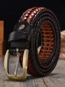 REDHORNS Men Braided Wide Leather Belt
