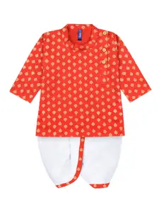 BAESD Boys Ethnic Motifs Printed Regular Straight Kurta with Dhoti Pants