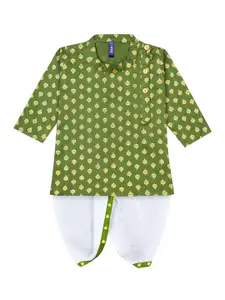 BAESD Boys Ethnic Motifs Printed Zari Straight Kurta With Dhoti Pants