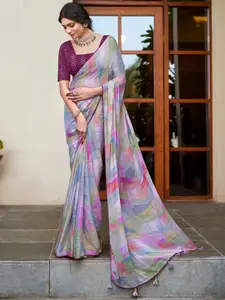 Saree mall Beads and Stones Poly Chiffon Bagru Sarees