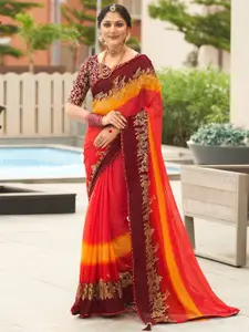 Saree mall Ethnic Motifs Zari Poly Chiffon Sarees