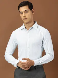 INVICTUS Slim Fit Grid Tattersall Checked Spread Collar Long Sleeves Cotton Formal Shirt