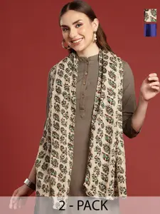 Anouk Pack of 2 Hand Printed Cotton Scarves