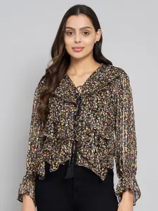 Amagyaa Women Printed Tie-Up Shrug