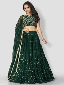 Rujave Embroidered Thread Work Semi-Stitched Lehenga & Unstitched Blouse With Dupatta