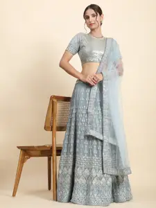 Rujave Embellished Thread Work Semi-Stitched Lehenga & Unstitched Blouse With Dupatta
