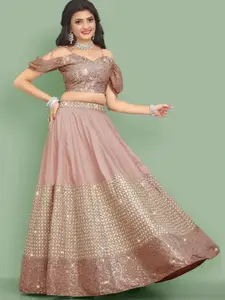 Rujave Embellished Thread Work Semi-Stitched Lehenga & Unstitched Blouse With Dupatta