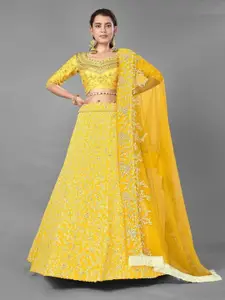 Rujave Embroidered Thread Work Semi-Stitched Lehenga & Unstitched Blouse With Dupatta
