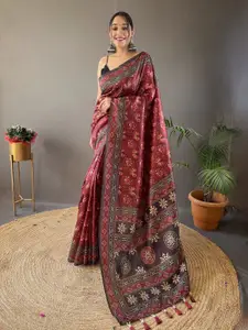 LeeliPeeri Designer Kalamkari Silk Blend Chanderi Saree