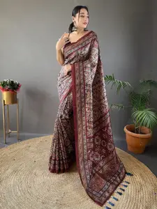 LeeliPeeri Designer Kalamkari Silk Blend Chanderi Saree