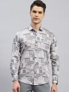 Monte Carlo Comfort Geometric Printed Cotton Casual Shirt