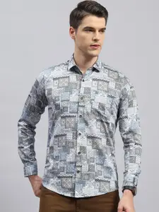 Monte Carlo Comfort Opaque Geometric Printed Cotton Casual Shirt