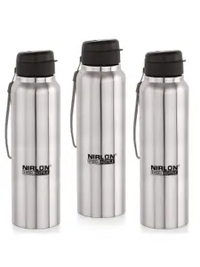 NIRLON Silver-Toned 3 Pieces Stainless Steel Water Bottle 1L