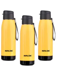 NIRLON Yellow 3 Pieces Stainless Steel Water Bottle 750 ml