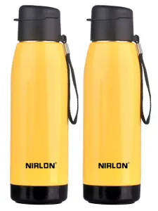 NIRLON Yellow 2 Pieces Stainless Steel Solid Water Bottle