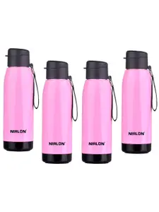 NIRLON Pink 4 Pieces Stainless Steel Water Bottle 750 ml