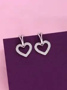 KAI JEWEL 92.5 Sterling Silver Rhodium-Plated Cubic Zirconia Studded Studs Earrings