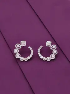 KAI JEWEL 92.5 Sterling Silver Rhodium-Plated Cubic Zirconia Studded Studs Earrings