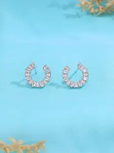 KAI JEWEL 92.5 Sterling Silver Rhodium-Plated Cubic Zirconia Studded Studs Earrings