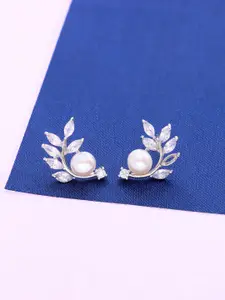 KAI JEWEL 92.5 Sterling Silver Rhodium-Plated Fresh Water Pearls Beaded Studs Earrings