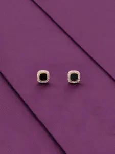 KAI JEWEL Rhodium-Plated 92.5 Sterling Square Circular Studs Earrings