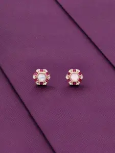 KAI JEWEL Rhodium-Plated 92.5 Sterling Silver Circular Studs Earrings