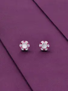 KAI JEWEL 92.5 Sterling Silver Rhodium-Plated Cubic Zirconia Circular Stud Earrings