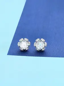 KAI JEWEL Rhodium Plated Cubic Zirconia Sterling Silver Studs Earrings