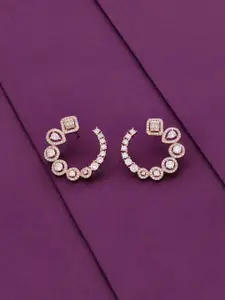 KAI JEWEL Rhodium Plated Cubic Zirconia Sterling Silver Studs Earrings