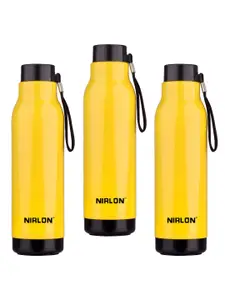 NIRLON Yellow 3 Pieces Stainless Steel Solid Water Bottle 480 ml