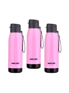 NIRLON Pink 3 Pieces PU Insulated Stainless Steel Water Bottle 750 ml