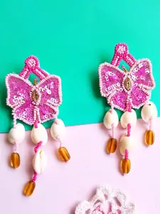 Sangria Beaded Bohemian Butterfly Drop Earrings