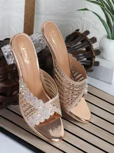 Denill Embellished Open Toe Block Heels