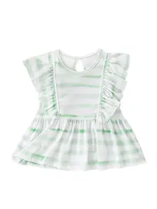 StyleCast Girls White Round Neck Tie and Dye Cotton Peplum Dress