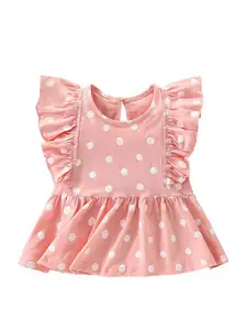 StyleCast Peach Polka Dot Printed A-Line Maxi Dress