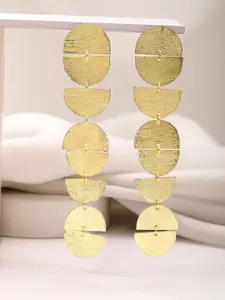 Rubans Geometric Gold Plated Brass Linked Drop Earrings